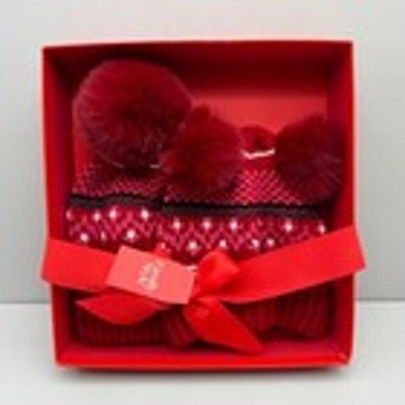 Charter Club Mommy & Me Fair Isle Beanies Set Red Cozy Comfy Festive One Size - Picture 1 of 6